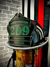 Load image into Gallery viewer, Custom Firefighter Helmet Shield-Personalized Leather Front for Fire Helmets