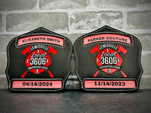 Load image into Gallery viewer, Firefighter Helmet Shield (Personalized Birth Announcement)
