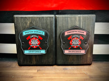 Load image into Gallery viewer, Firefighter Helmet Shield (Personalized Birth Announcement)