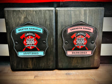 Load image into Gallery viewer, Firefighter Helmet Shield (Personalized Birth Announcement)
