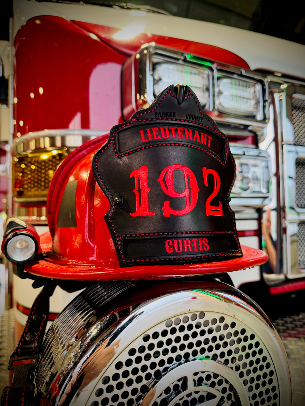 firefighter themed motorcycle helmet Custom Shield-Personalized Leather Front for Fire Helmets White / Old School #1 Echo Ion 4/5 | lastsyncdatetime_1788305360 The Custom Firefighter Helmet Color:SILVER (UV)