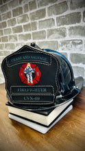 Load image into Gallery viewer, Custom Firefighter Helmet Shield-Personalized Leather Front for Fire Helmets
