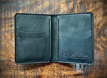 Load image into Gallery viewer, Bifold Black Leather Wallet w/ Vertical Pockets
