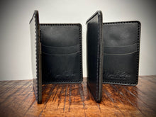 Load image into Gallery viewer, Bifold Black Leather Wallet w/ Vertical Pockets
